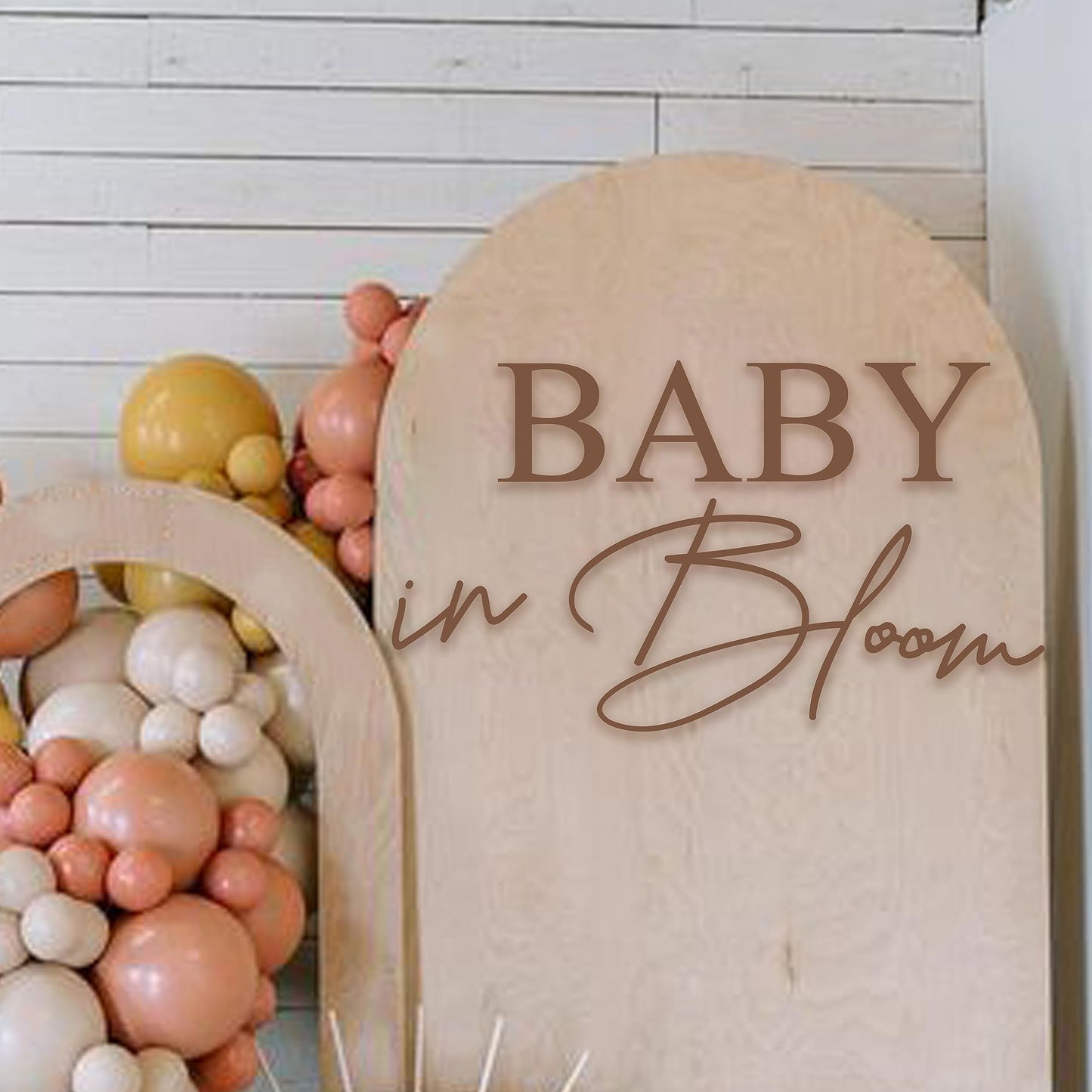VANGNING Letrero de calcomanía Baby in Bloom - Letrero de calcomanía para baby shower de niña o niño, decoración de revelación de género para telón de fondo, arco de globos, decoración de pared para