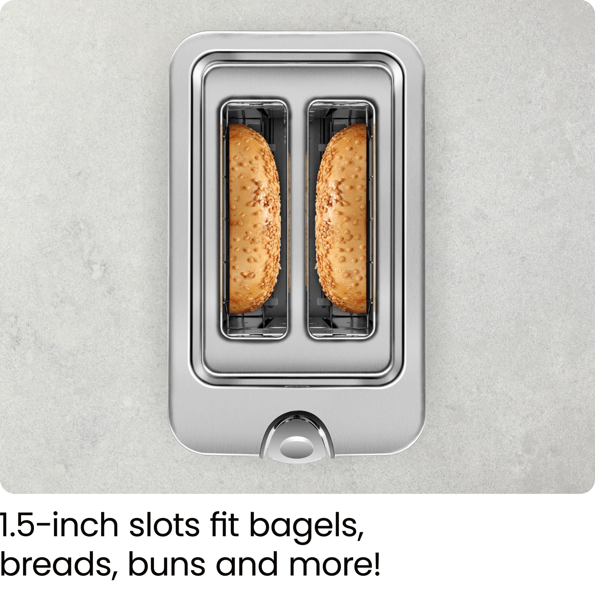 Chefman tostador digital de 2 rebanadas, pop-up, acero inoxidable, ranuras extra anchas para bagels, descongelar, recalentar, funciones de cancelación, bandeja extraíble para migas