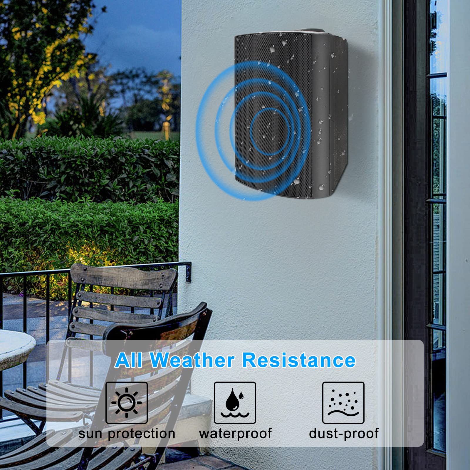Herdio Bocinas para Exterior,5.25 Pulgadas, 600W Altavoces para Exteriores, Resistente al Agua, Adecuado para el hogar, Patio, Terraza,Patio Trasero (4 Altavoces,Negros)