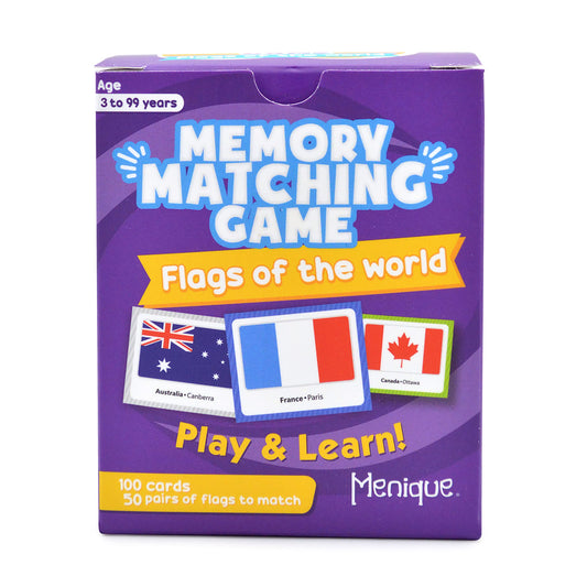 Juego de Memoria Menique Banderas del Mundo en Inglés Educativo para Niños y Adultos