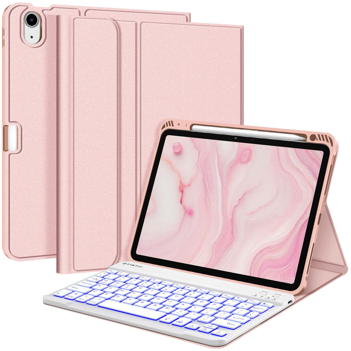 Funda con Teclado iPad Air Fintie Negra TPU Suave con Teclado Bluetooth Desmontable magnéticamente