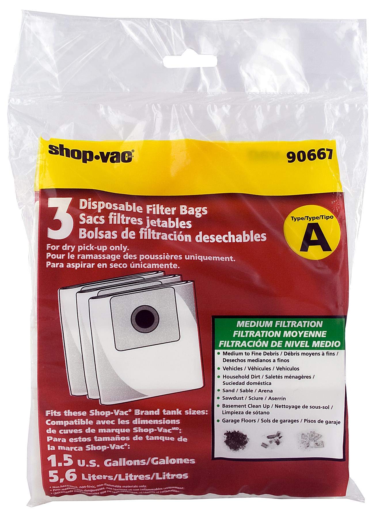 Bolsa de Colección Shop-Vac 1.5 Galones 3 Unidades