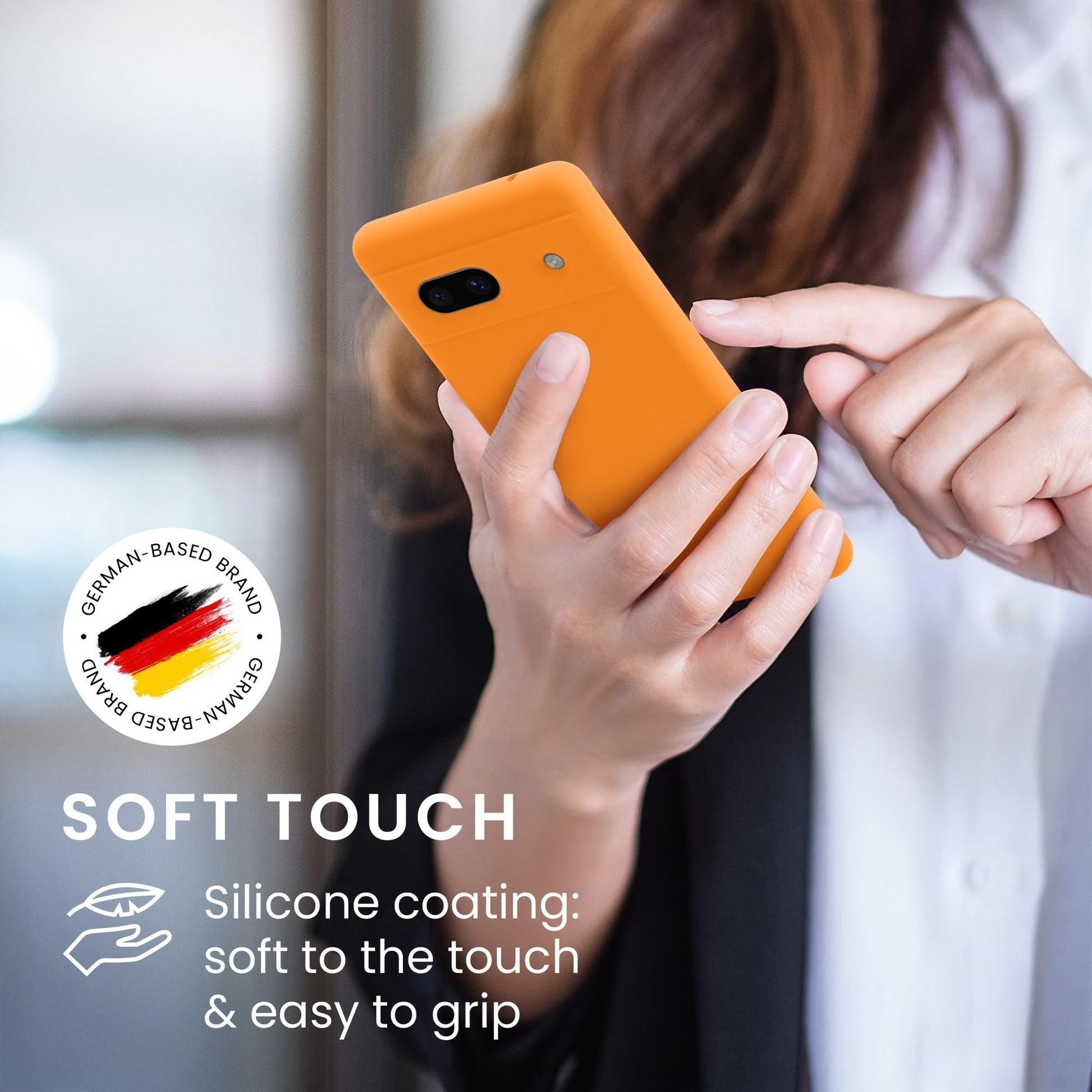 kwmobile Carcasa Compatible con Google Pixel 7a Funda - Case TPU y Silicona antigolpes - Apto Carga inalámbrica - Naranja afrutado