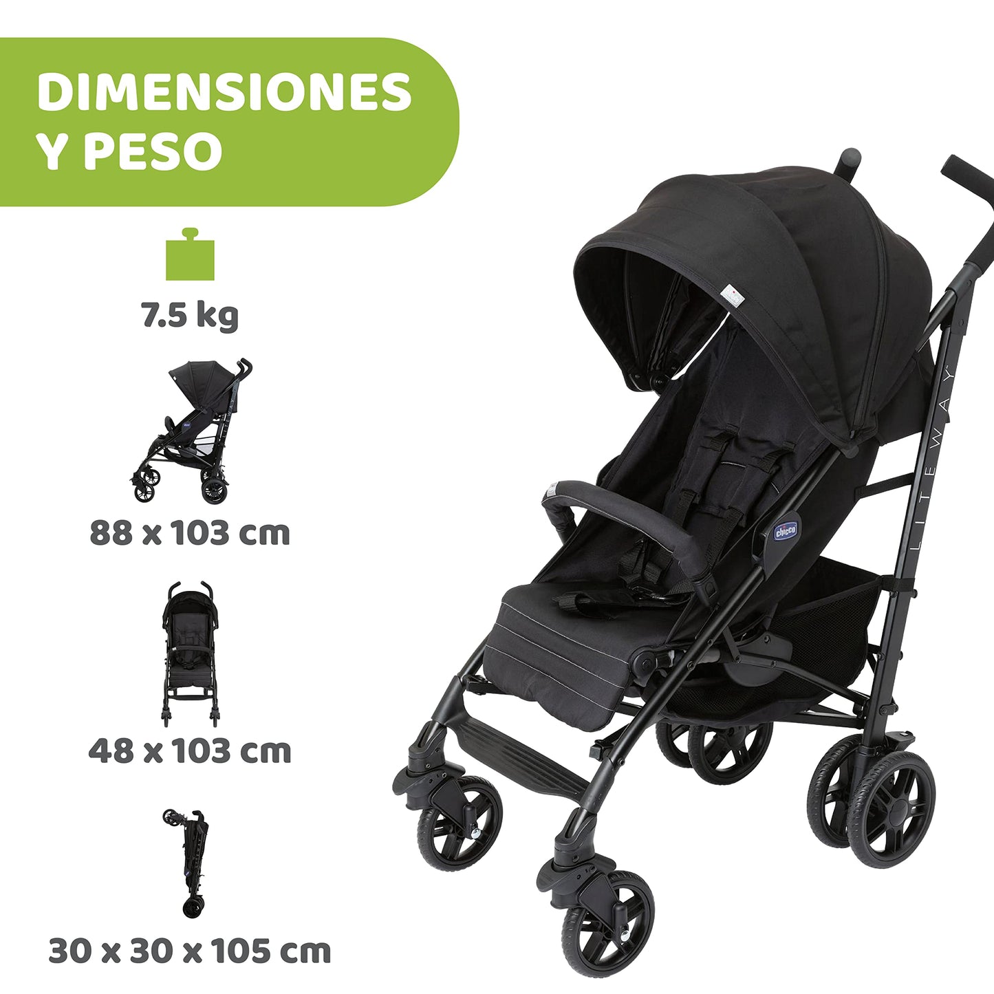 Chicco Carriola ligera LiteWay 4 Negra