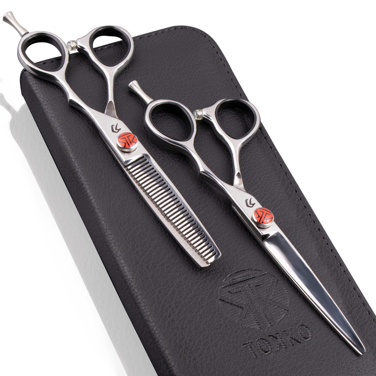 Juego de tijeras Katana Classic Profesional de 6.5" de Tokko Shears, tijeras premium de acero japonés 440C regulares y de adelgazamiento para barberos y profesionales de salón