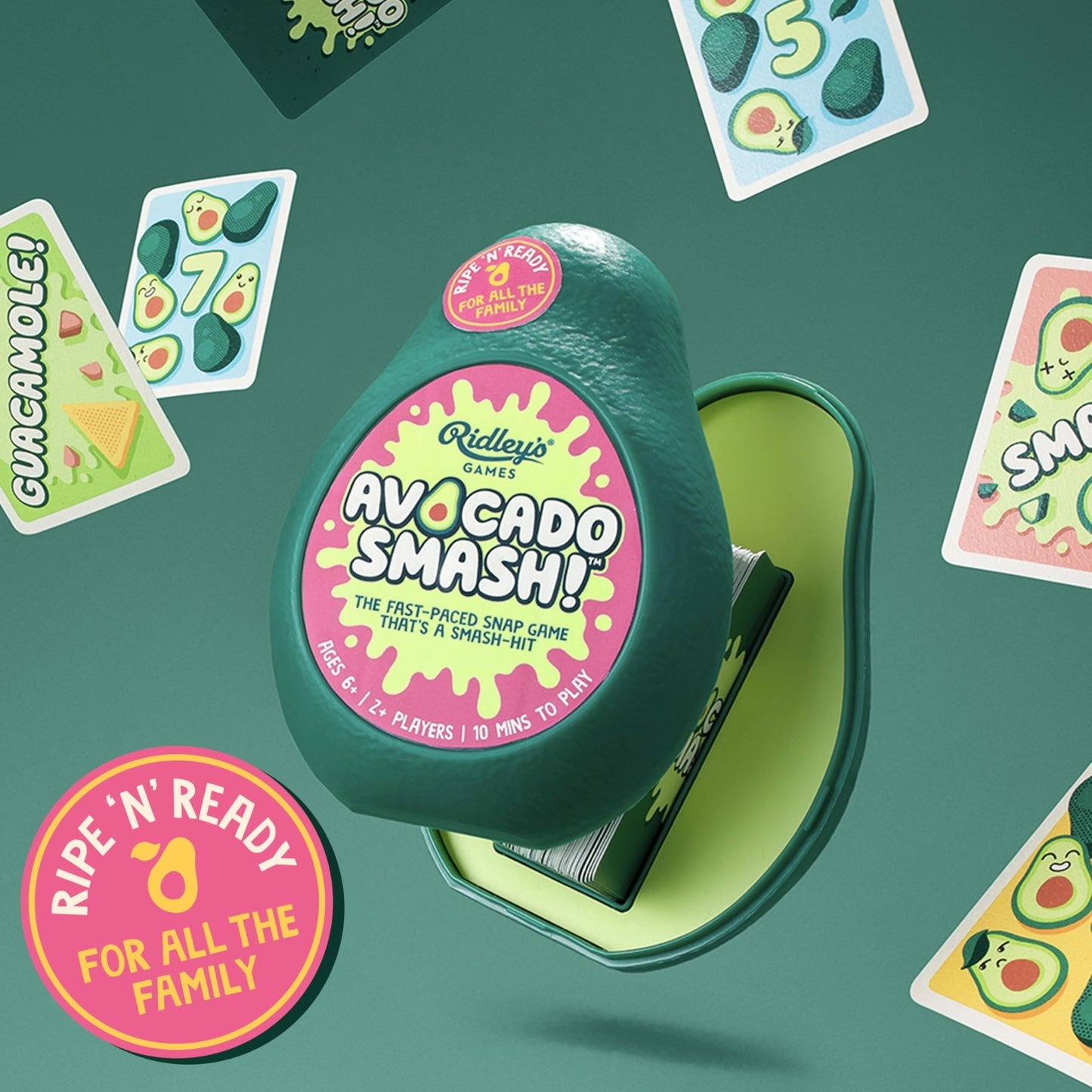 Juego de Cartas Ridley's Aguacate Smash 71 Piezas con Estuche de Almacenamiento para la Familia