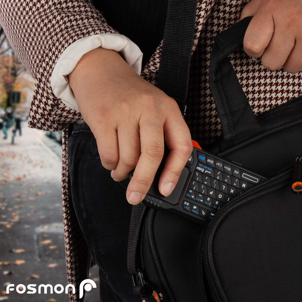 Teclado Bluetooth Inalámbrico Fosmon Negro con Touchpad Retroiluminado Portátil