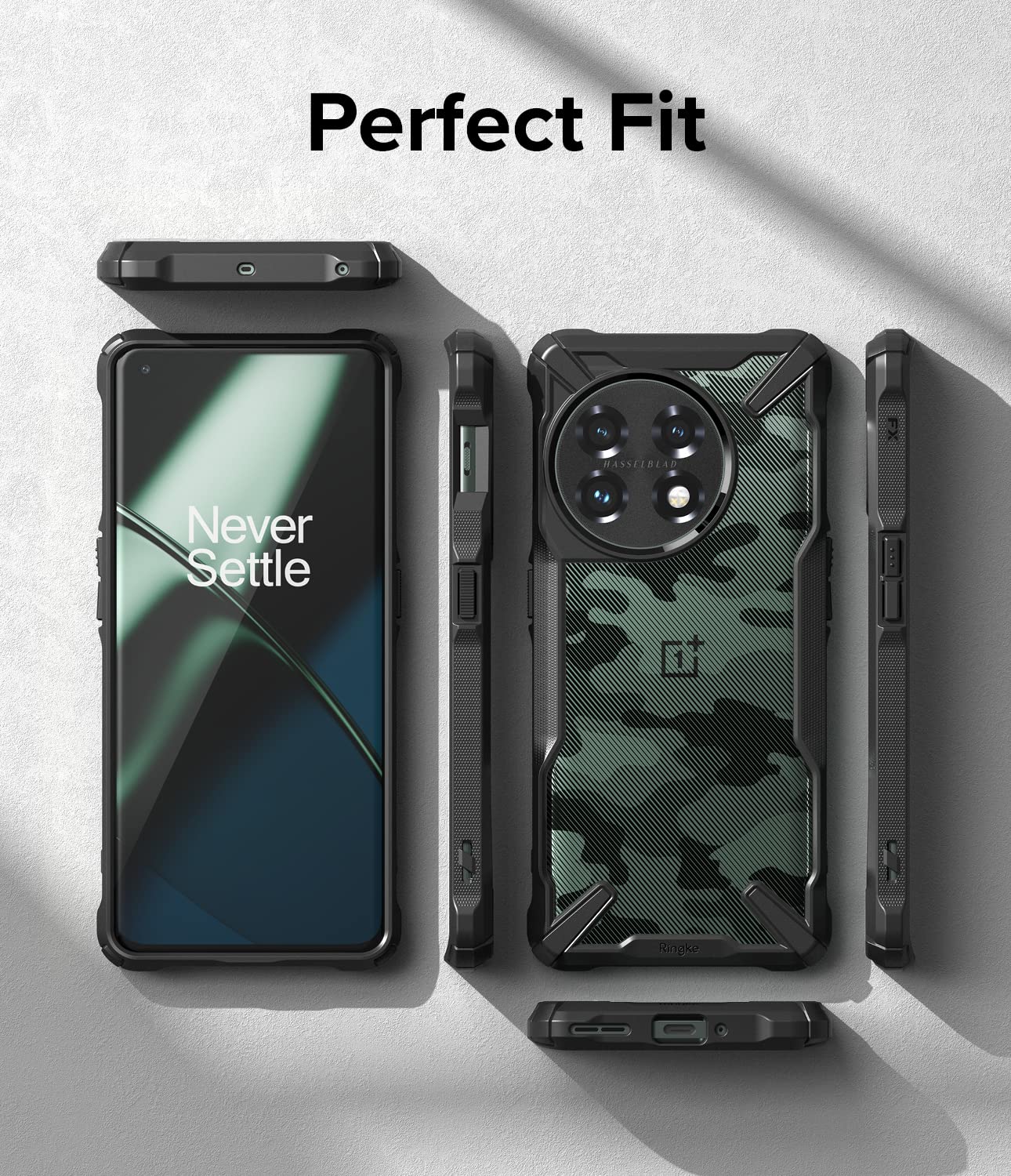 Funda Parachoques Ringke Fusion-X Camo Black Compatible con Oneplus 11 5G Antiarañazos Resistente Impactos