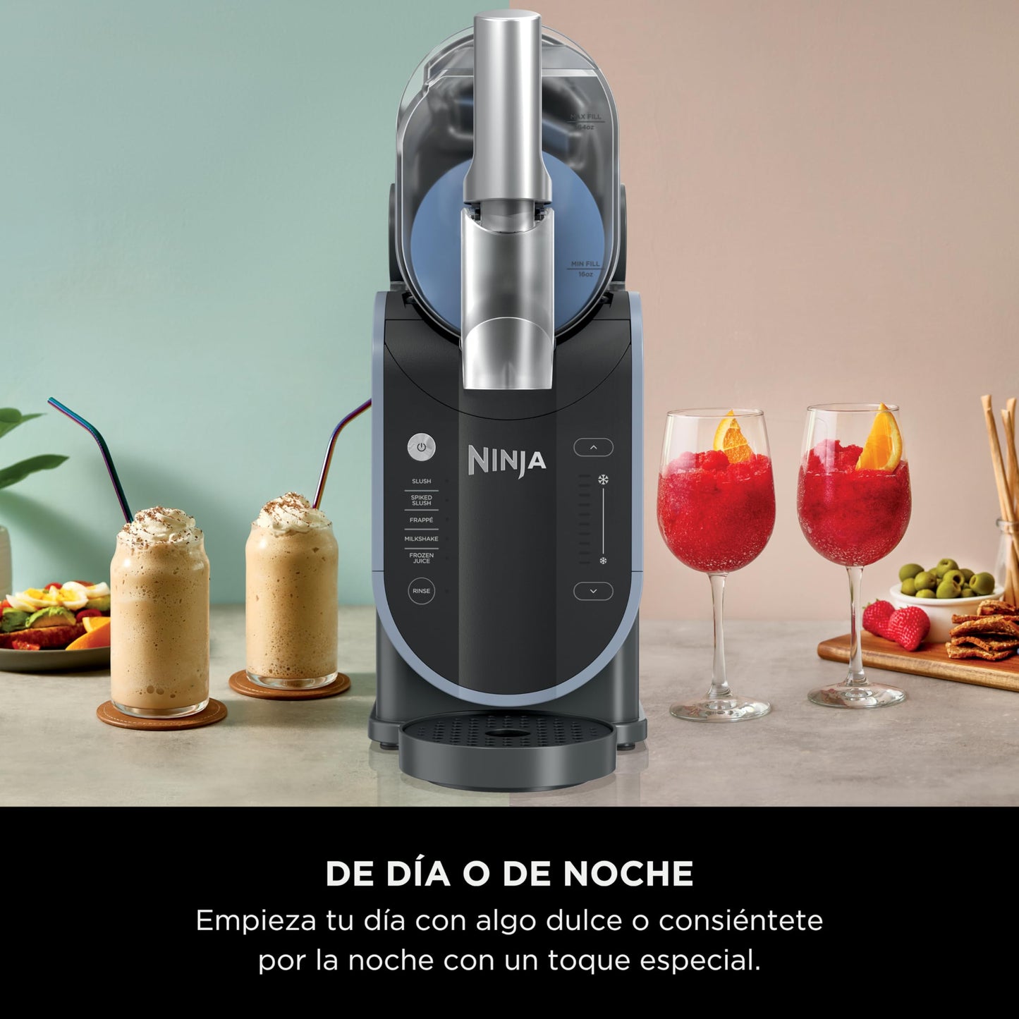 Máquina de Bebidas Congeladas Ninja Negro con Tecnología RapidChill y 5 Programas Automáticos