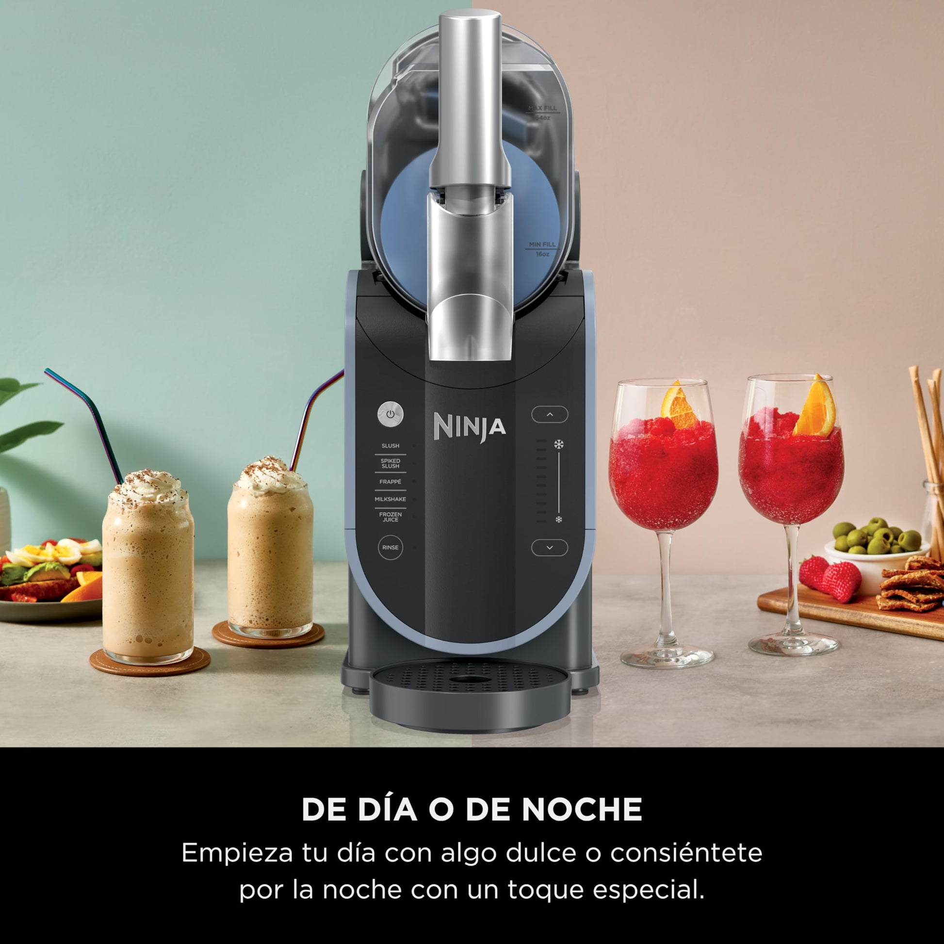 Máquina de Bebidas Congeladas Ninja Negro con Tecnología RapidChill y 5 Programas Automáticos
