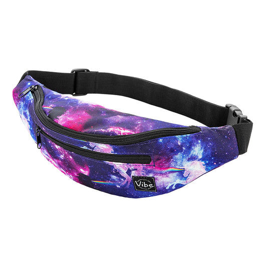 Riñonera Vibe Festival Gear Negra Estampado Espacial Holográfico para Hombre y Mujer