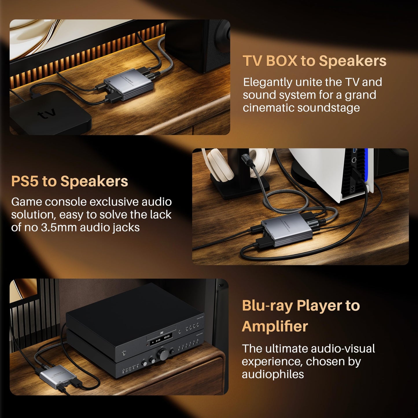 HDMI a TV, altavoces y auriculares extractor HA01
