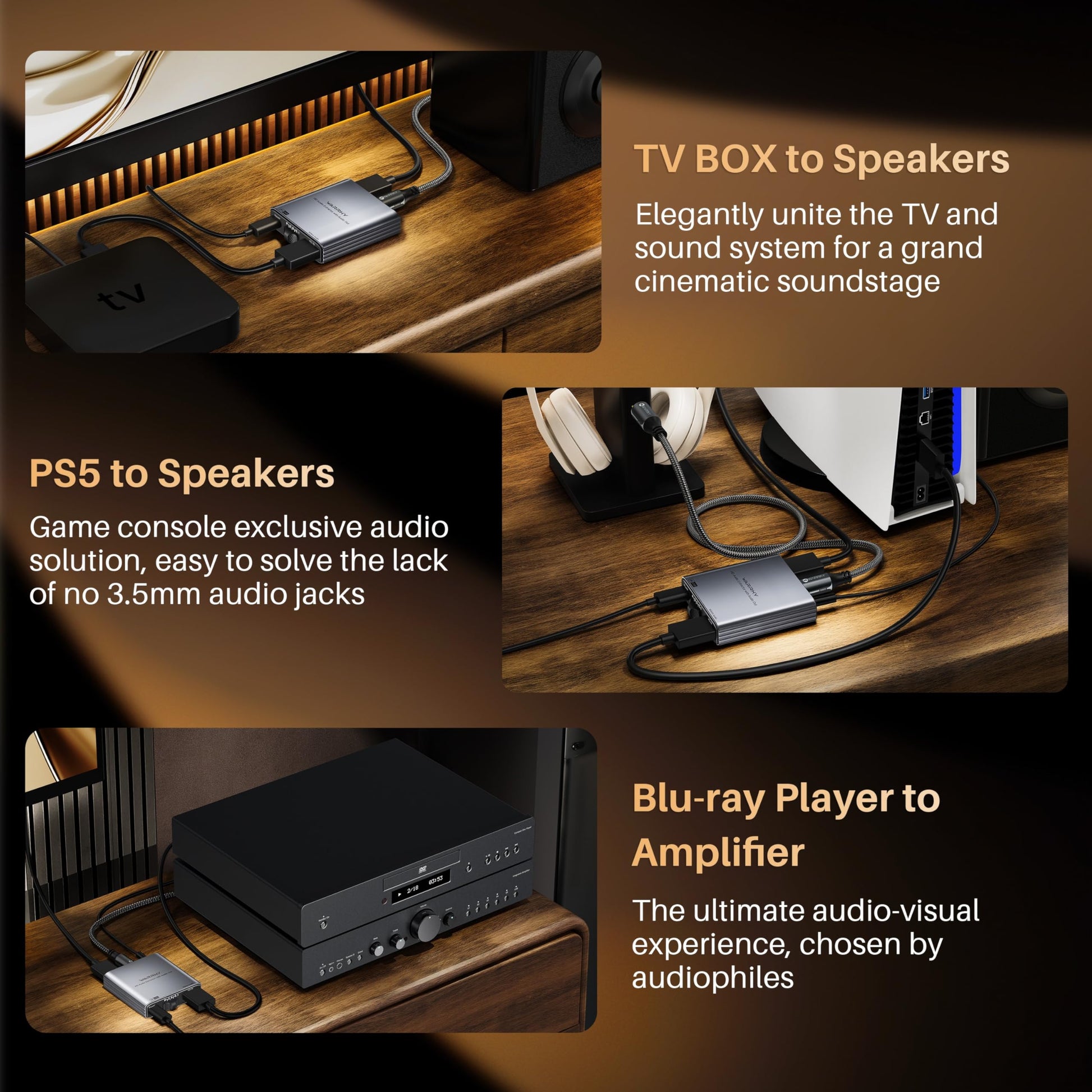 HDMI a TV, altavoces y auriculares extractor HA01