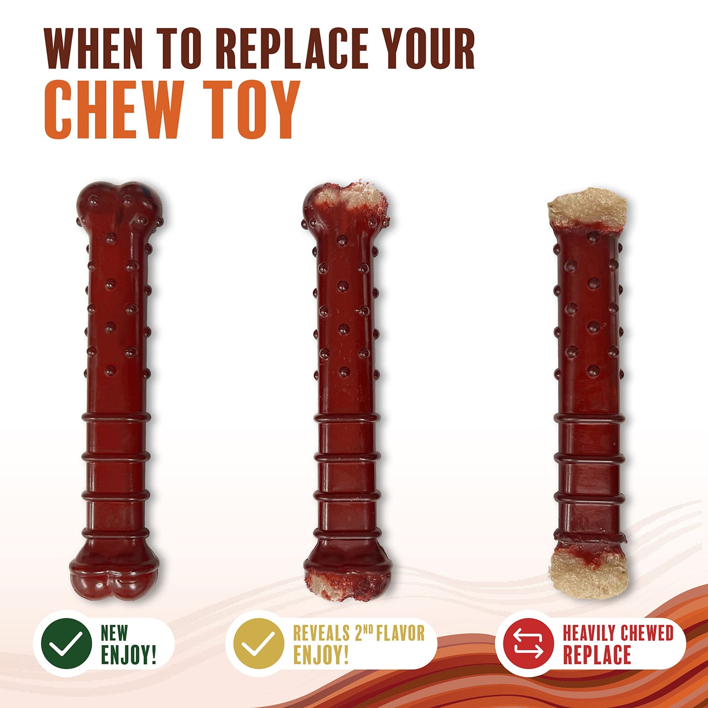 Juguete Masticar Huesos Nylabone Tocino y Sabor a Bistec Mediano para Perros Masticadores Agresivos