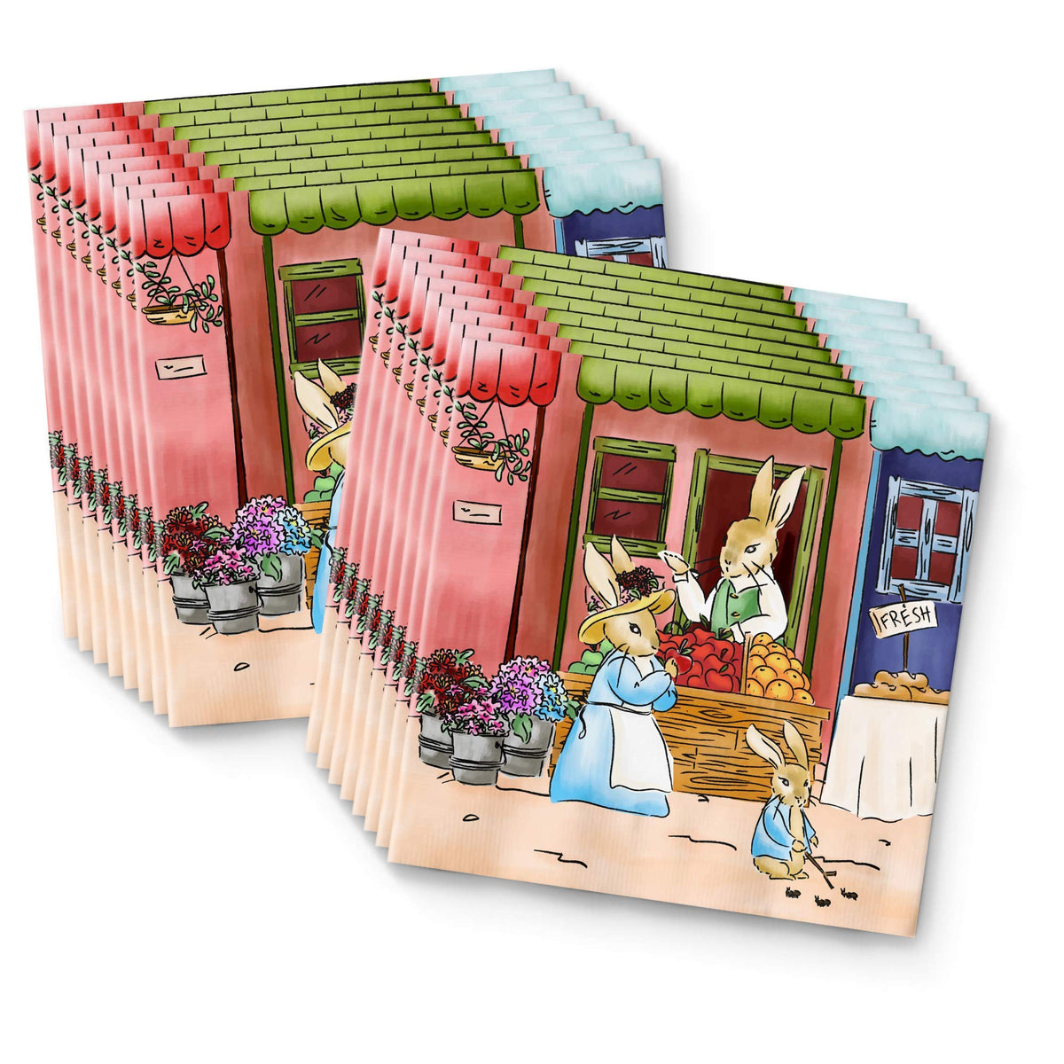 Peter Rabbit - Suministros para fiesta de baby shower para niña, 64 piezas, juego de vajilla de primavera para baby shower, incluye platos grandes de 9 pulgadas y platos de papel de postre de 8