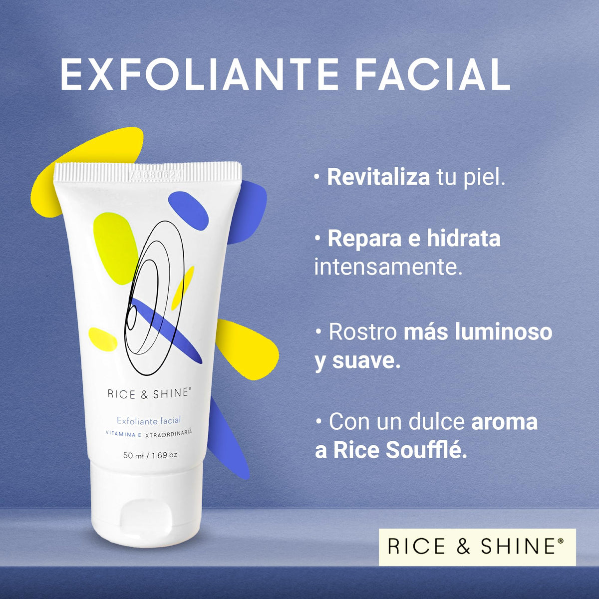 RICE & SHINE | Exfoliante Facial con Aceite de Germen de Arroz | Skin Care 100% Natural - 60% más de Vitamina E que el Aceite de Argán | Limpieza Profunda y Suavidad en la Piel