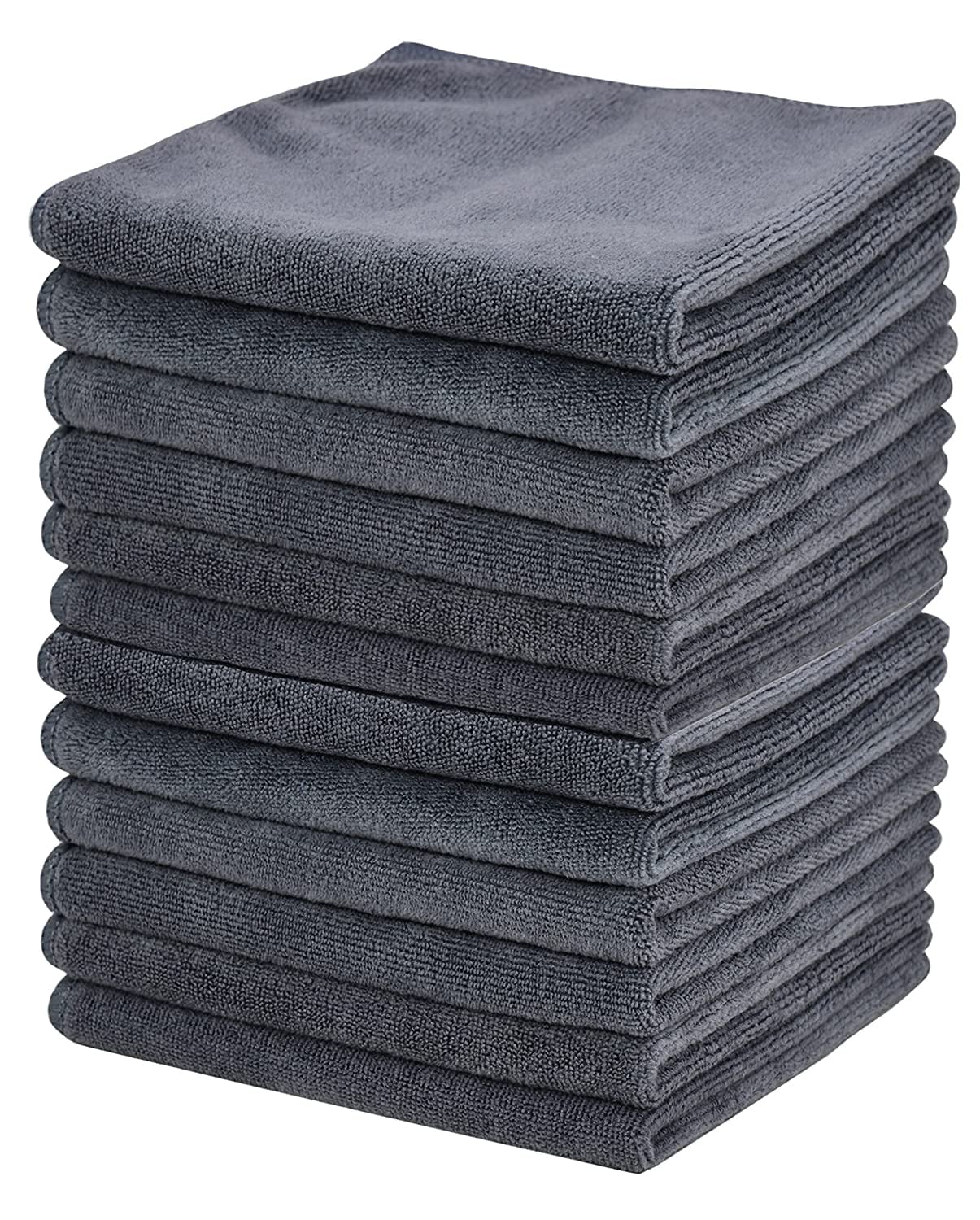 VIcolour Microfiber Face Cloth Makeup Remover Cloth Face cleaning Cloths Soft Facial Washcloths 12 x 12inch 12 Pack, Grey 12pack, 12 Inch x 12 Inch