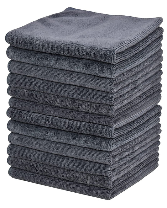 VIcolour Microfiber Face Cloth Makeup Remover Cloth Face cleaning Cloths Soft Facial Washcloths 12 x 12inch 12 Pack, Grey 12pack, 12 Inch x 12 Inch