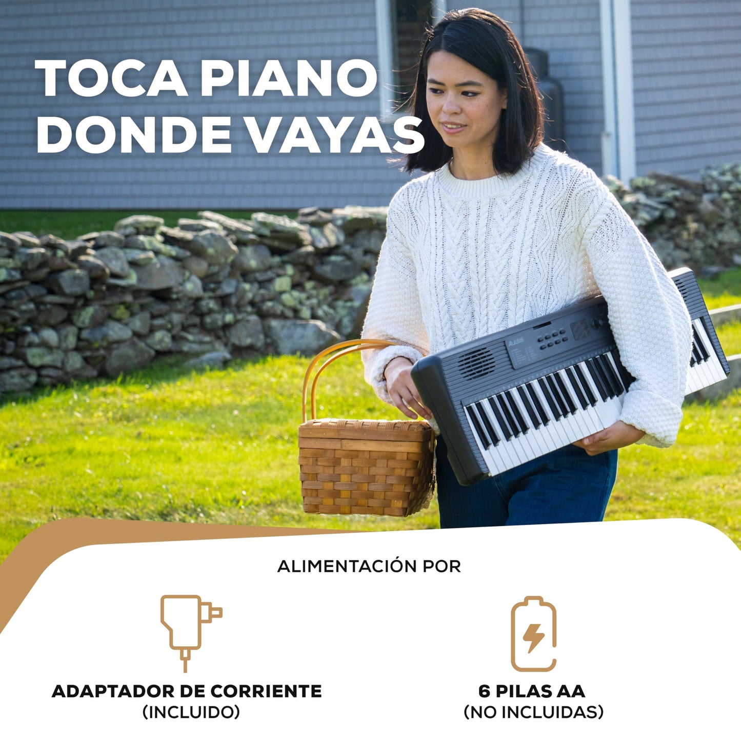Alesis Melody 61 MK4 Teclado Piano Eléctrico para Principiantes con 61 Teclas, Altavoces, Soporte, Banqueta, Auriculares, 300 Sonidos y Lecciones de Música