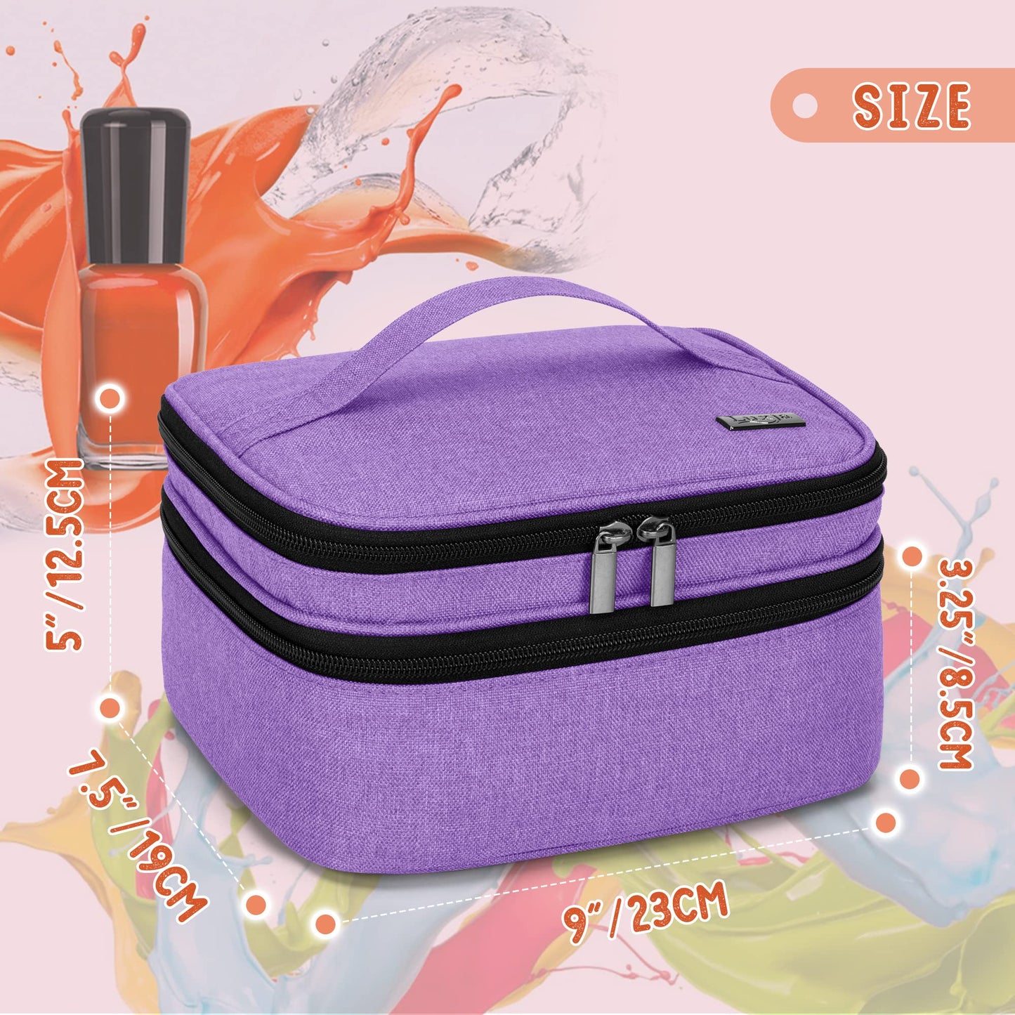 Luxja Nail Polish Carrying Case - Holds 30 Bottles (15ml - 0.5 fl.oz), Double-layer Organizer for Nail Polish and Manicure Set, Purple