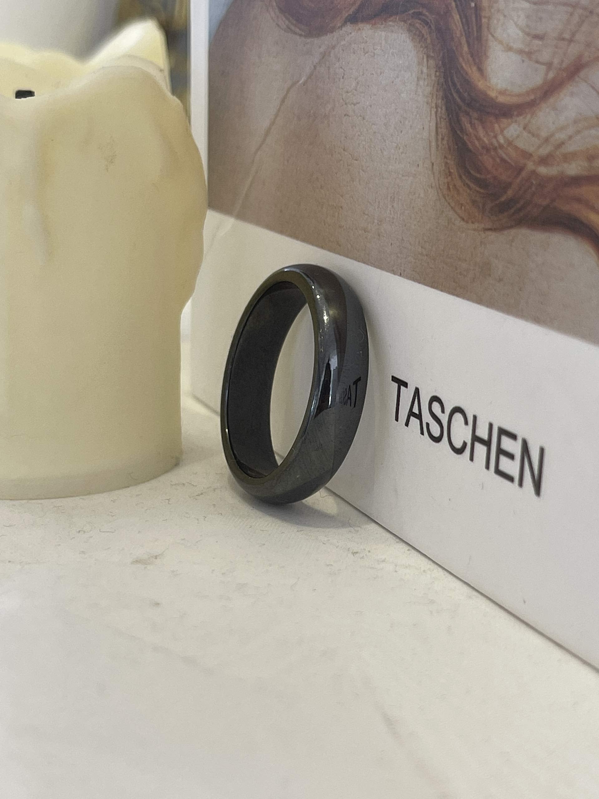 Loveso - Anillo de hematita para mujeres y hombres, unisex, anillo de piedra de hematita negra, equilibrio de ansiedad, chakra de raíz, regalo ideal para la familia y tu mejor amigo, talla 5-12, 10,