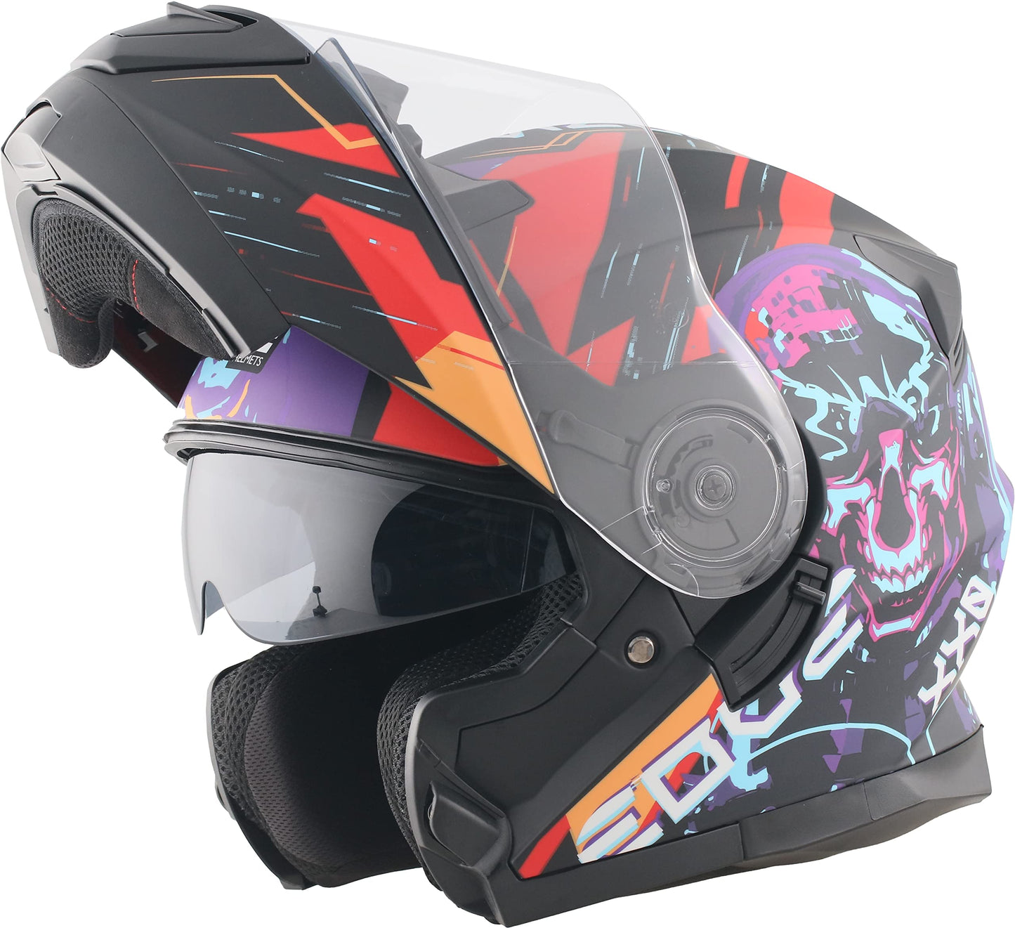 Casco Modular Motocicleta Edge Negro Rojo Visor Antivaho Doble Certificado DOT