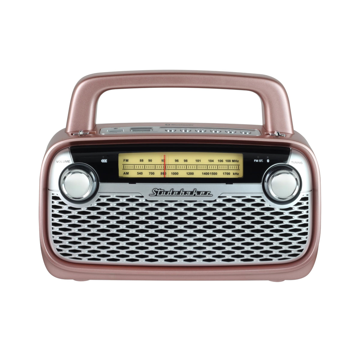 Altavoz Bluetooth Studebaker Oro Rosa con Radio AM/FM Portátil y Alta Potencia