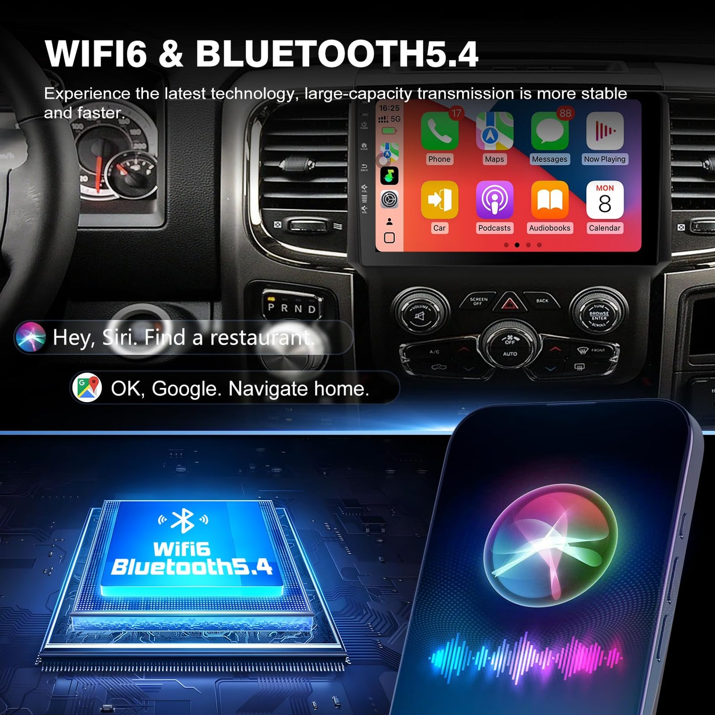 Estéreo de coche QLED Android 13 de 9 pulgadas para Dodge RAM 1500 2500 3500 2013-2018 IPS visualización táctil Radio de coche con Carplay y Android Auto Support Cámara de copia de seguridad GPS FM BT