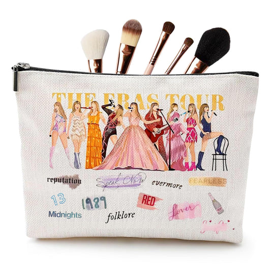 GORJESSFIT - Bolsa de maquillaje para amantes de la música, regalo para fanáticos de la gira, bolsa de cosméticos, bolsa de maquillaje portátil para mujeres y viajes, gimnasio, organización en el