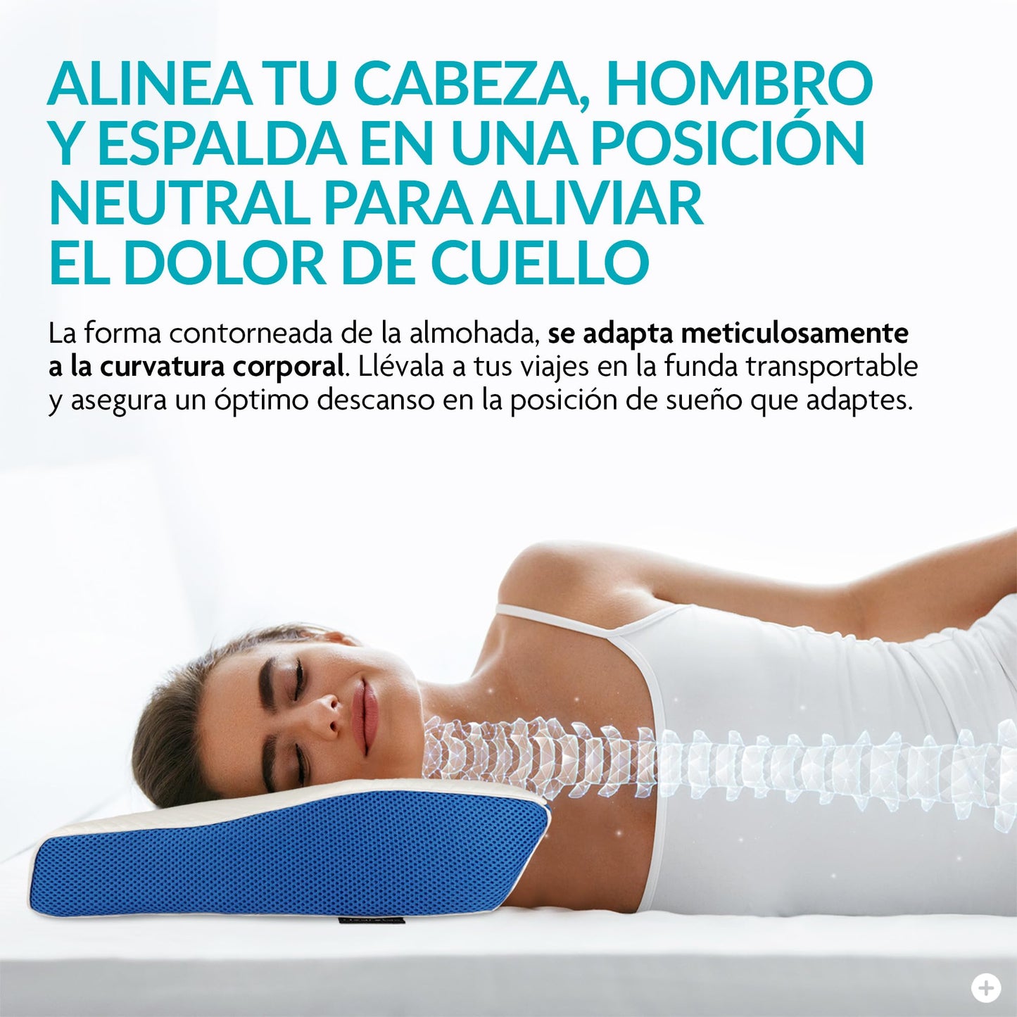 Almohada de Memory Foam Neurolux Blanco Ergonómica Ortopédica para Aliviar Dolor de Cuello y Espalda