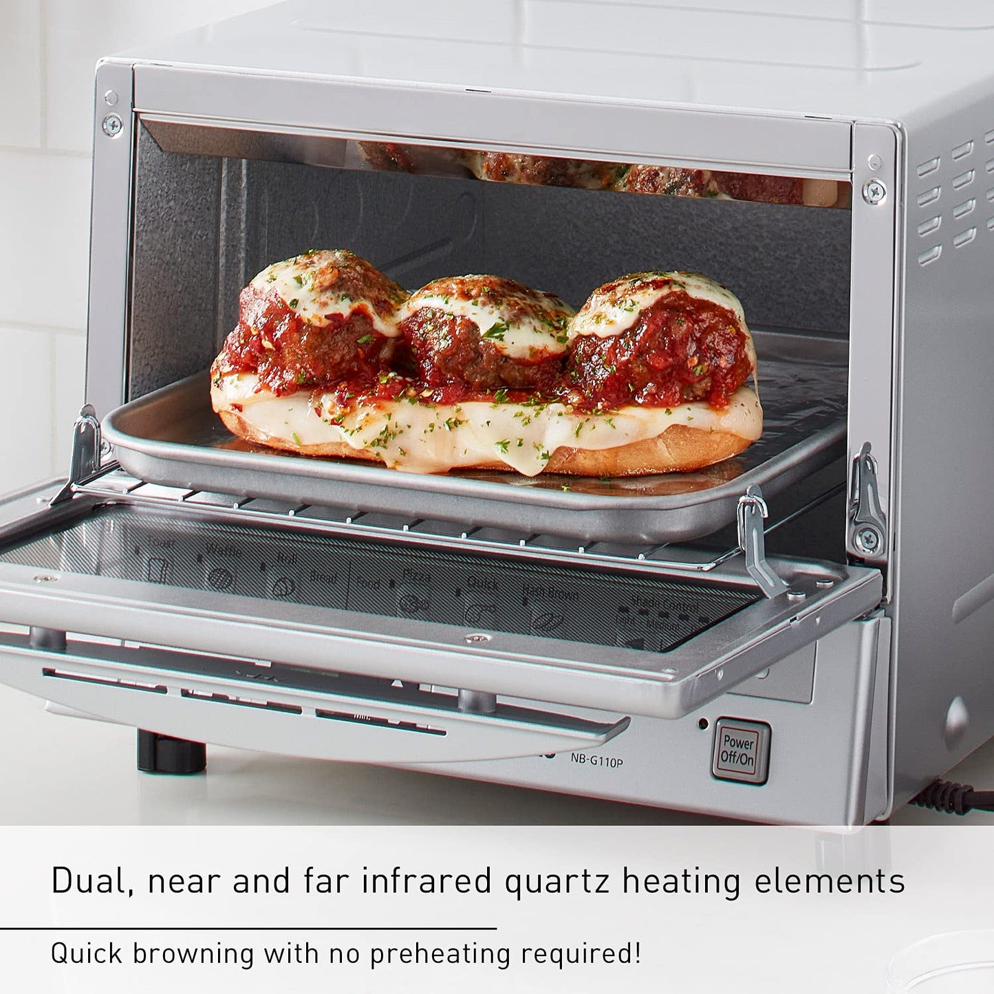 Horno Tostador Panasonic FlashXpress Plateado con Doble Calefacción por Infrarrojos y 6 Opciones de Cocción Automática