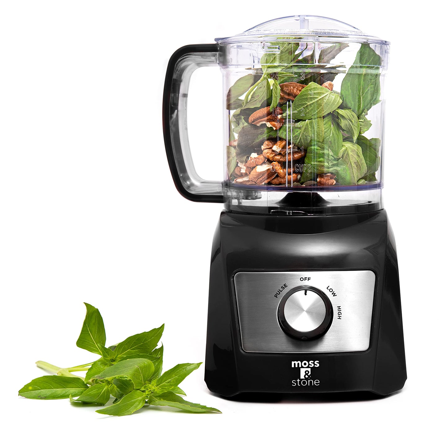 Mini Procesador de Alimentos Moss & Stone Plateado con Picador de Verduras de 300 Vatios y 2 Velocidades