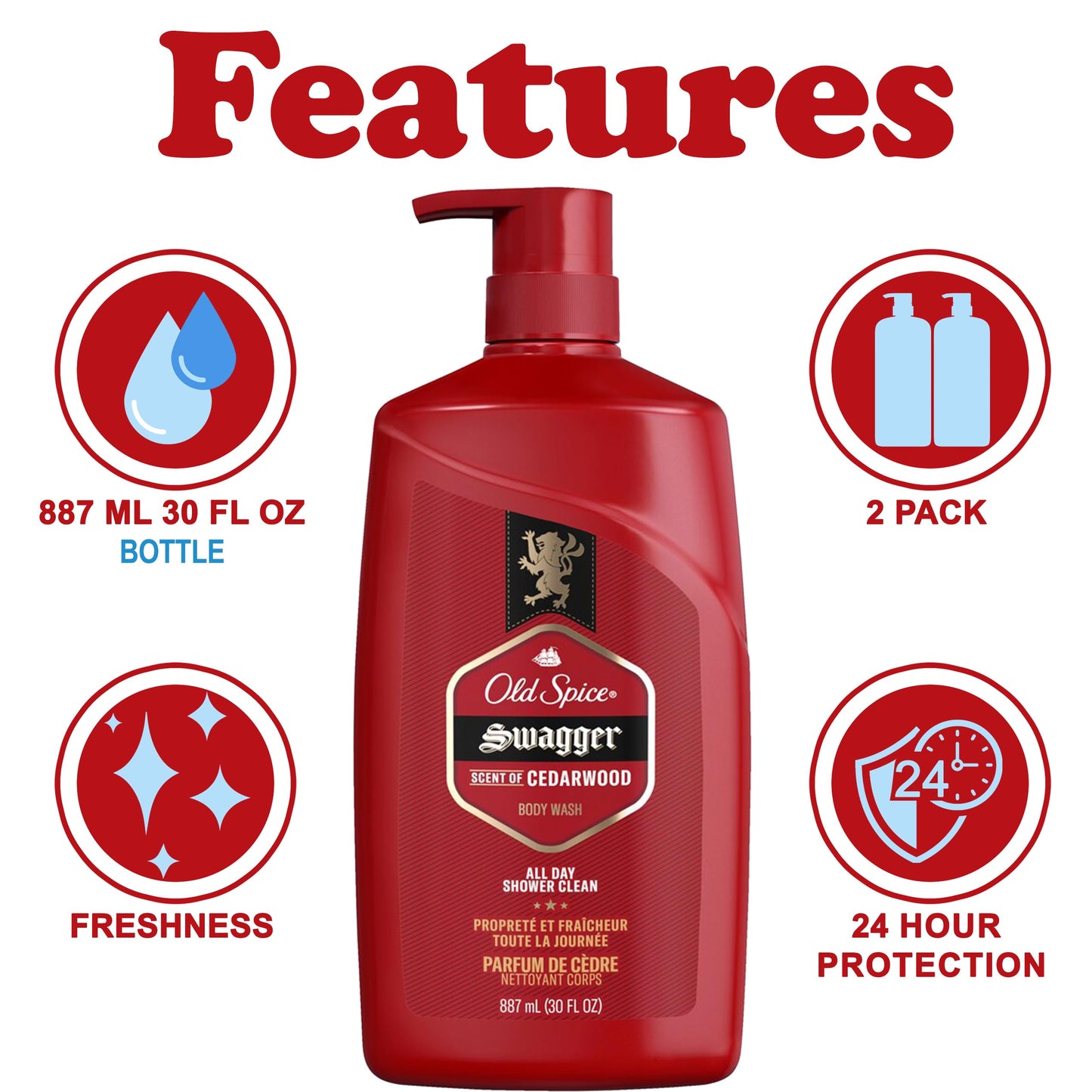 LOT OF 2 Old Spice Swagger Body Wash 64 Ounces Total Man Sized Shower Bath NEW by Old Spice