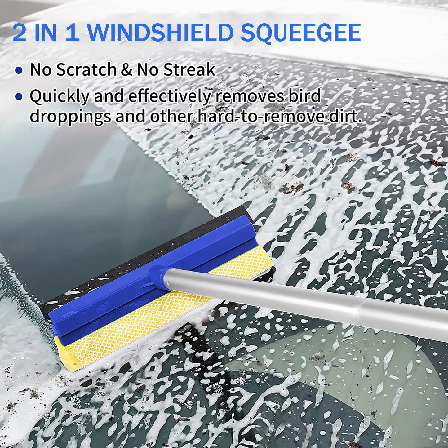 Cepillo de Polvo con Mango Largo Wontolf 62 Pulgadas Cerdas Suaves para Lavado de Coche