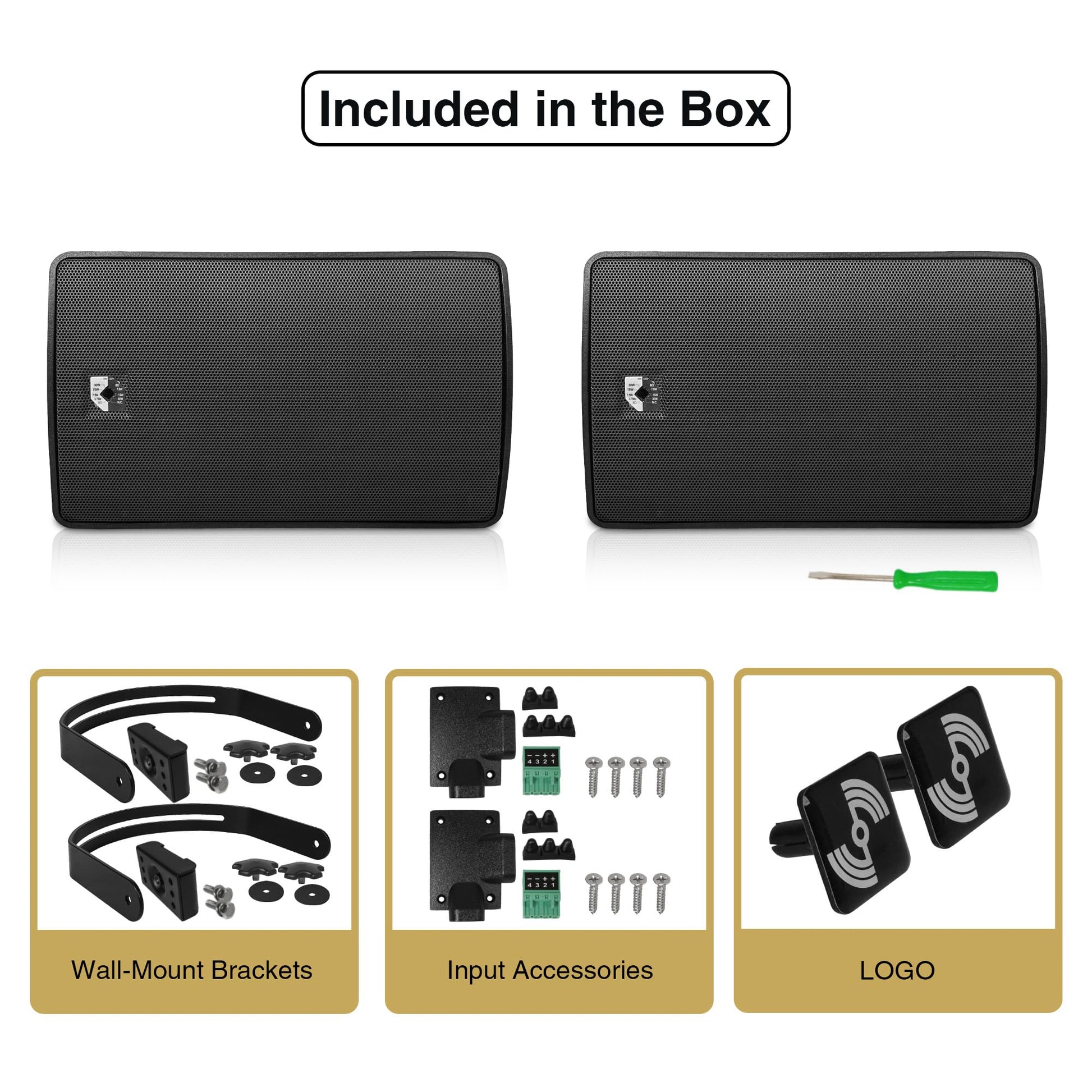 Sound Town - Par de altavoces de montaje en superficie resistente a la intemperie de 6.5 pulgadas, interiores y exteriores, 70 V/100 V/8 ohm, para instalación doméstica y comercial, negro