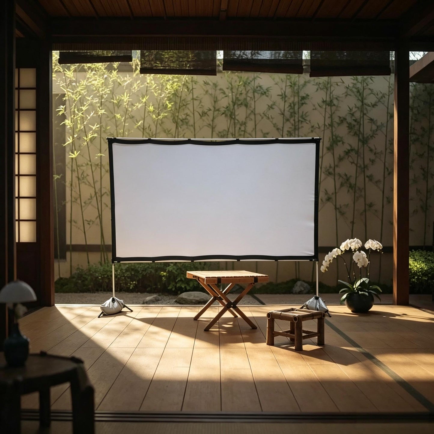 YILINKERS - visualización de proyector de 100 pulgadas con soporte, visualización de cine portátil para interiores y exteriores, visualización de proyección frontal doble 4K HD 16:9 para patio trasero