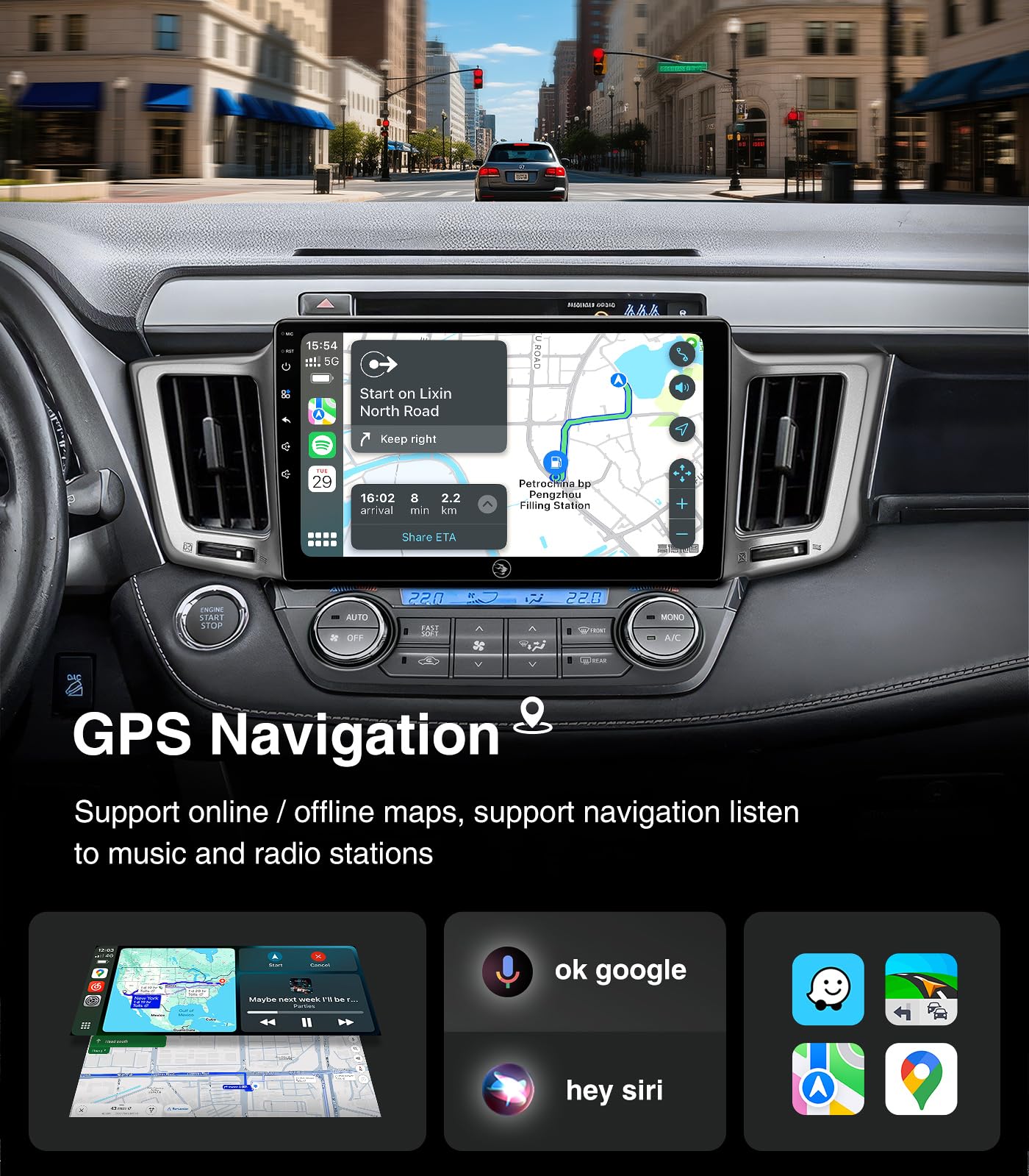 4G+64G para Toyota RAV4 2013-2018 Radio QLED visualización táctil estéreo de coche
