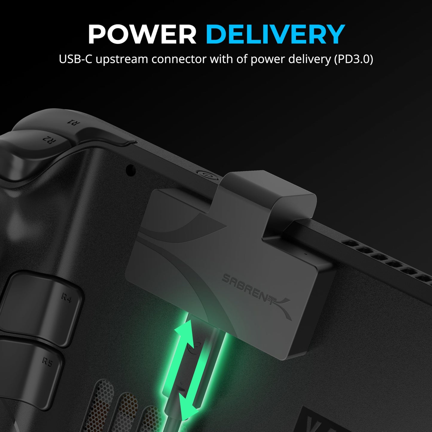 Hub USB Tipo C SABRENT Plataforma de Vapor 3 Puertos Compacto USB 3.2 5 Gbps con Carga PD
