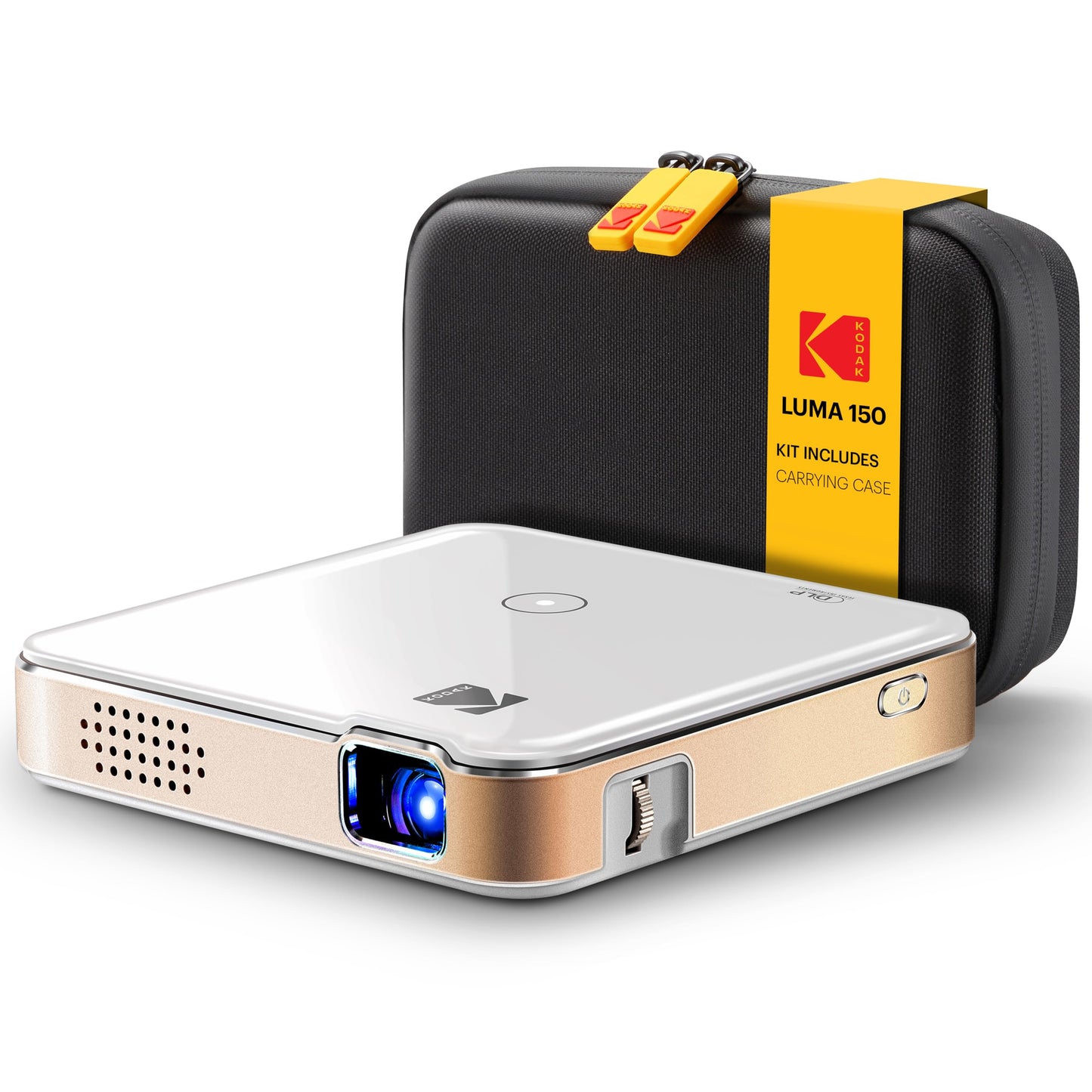 Kodak Luma 150 Mini proyector inalámbrico Pico - DLP, soporta 1080p, altavoz integrado y batería recargable, HDMI/USB/microSD, estuche de viaje incluido