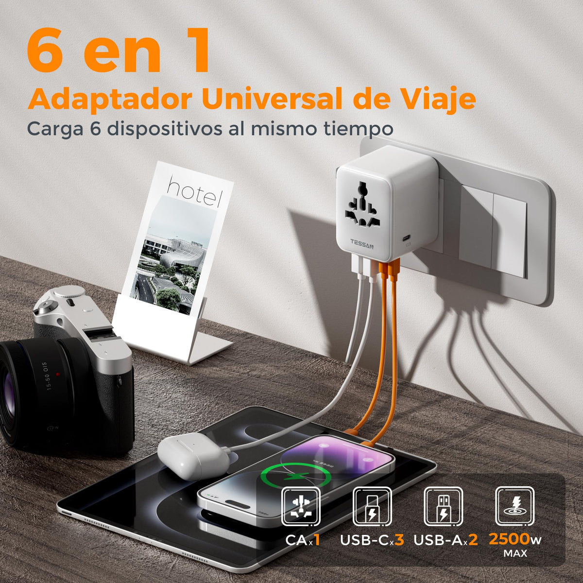 Adaptador de Viaje TESSAN Gris 28W Europeo