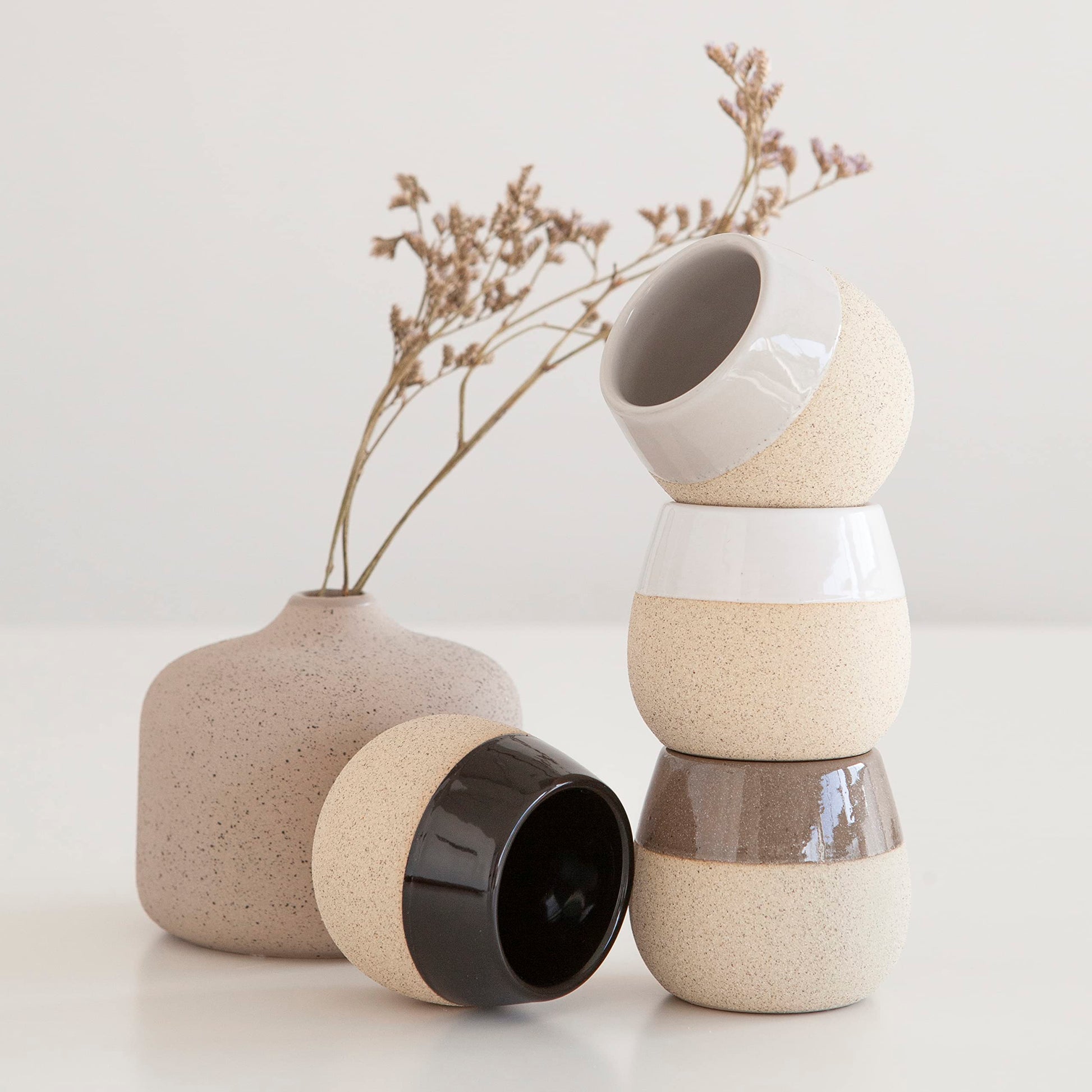 Amarcado Juego de Tazas de Café Expreso de Cerámica - 4 Unidades de 2.8 Onzas - Para Nespresso - Vasos y Accesorios de Café