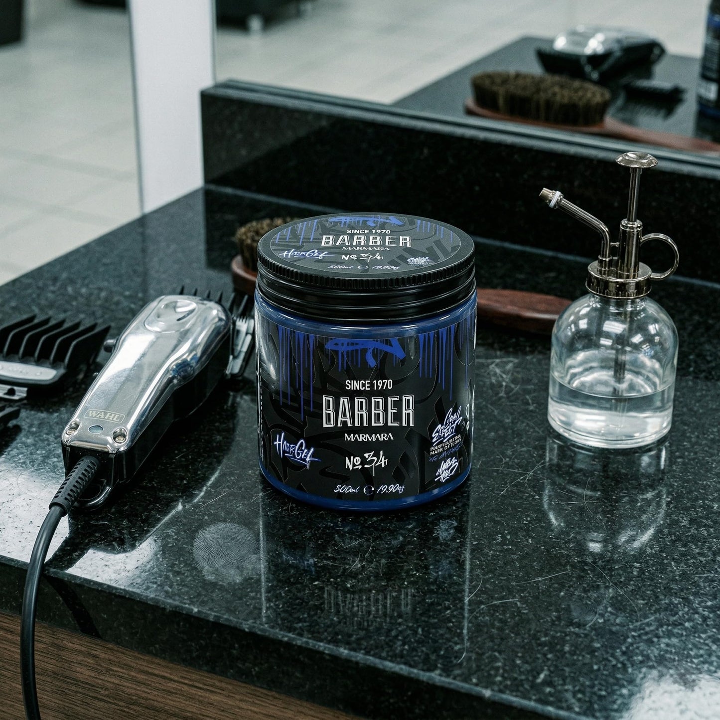 Barber Marmara- "barber Marmara No.34 Gel para Peinar el Cabello 500 Ml - Gel para el Cabello para Hombres - Fijación Fuerte - Sin Adherencia y sin Residuos