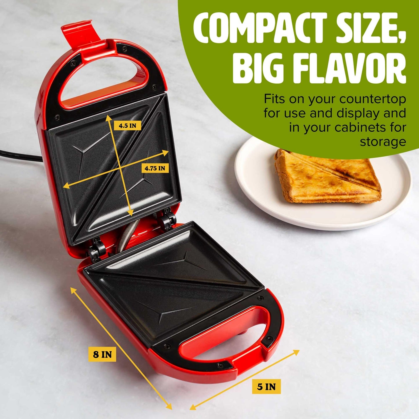 Sandwichera Tasty Roja 600W para Resultados Rápidos y Fácil Limpieza