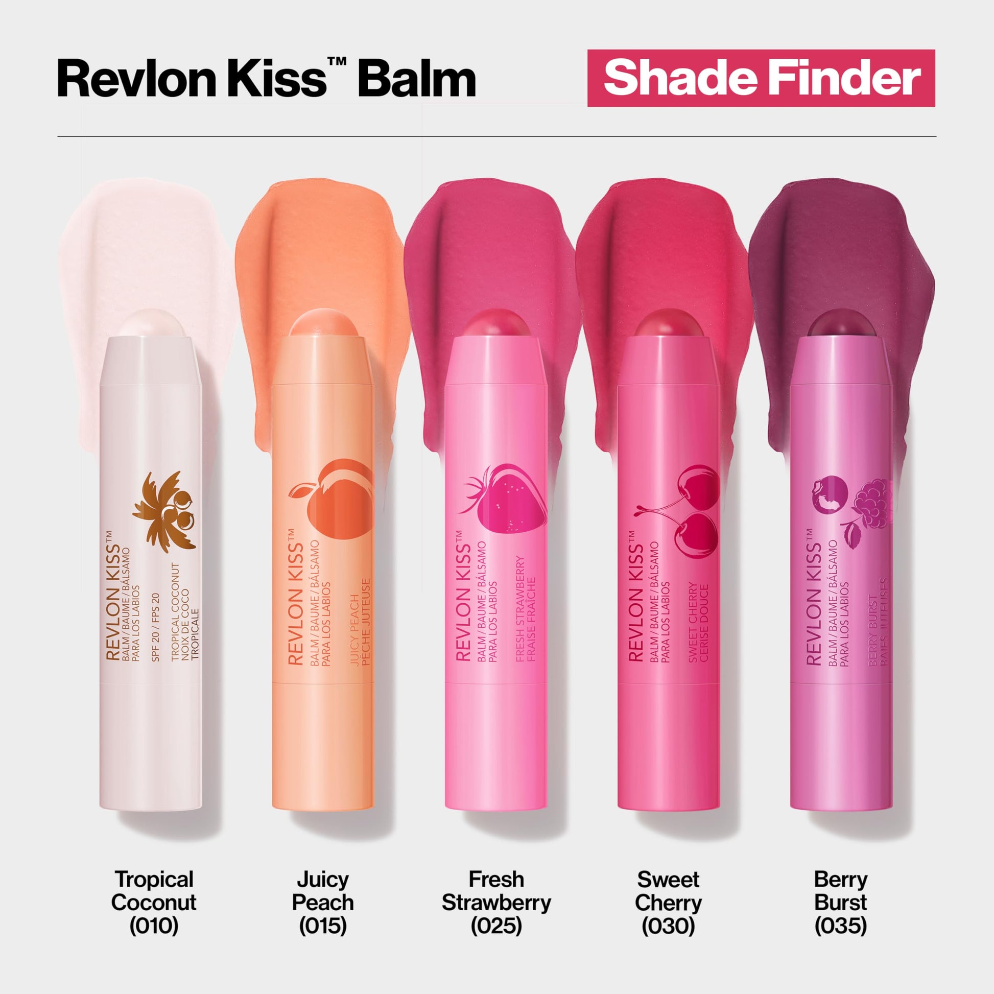 Bálsamo labial de Revlon, bálsamo labial tintado beso, maquillaje facial con hidratación duradera, SPF 20, infundido con aceites de frutas naturales, fresa fresca 025, 0.01 onzas
