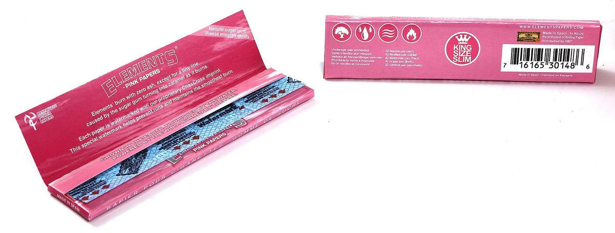 Papel de Fumar Elements Rosa Ultrafino Tamaño King Size Slim