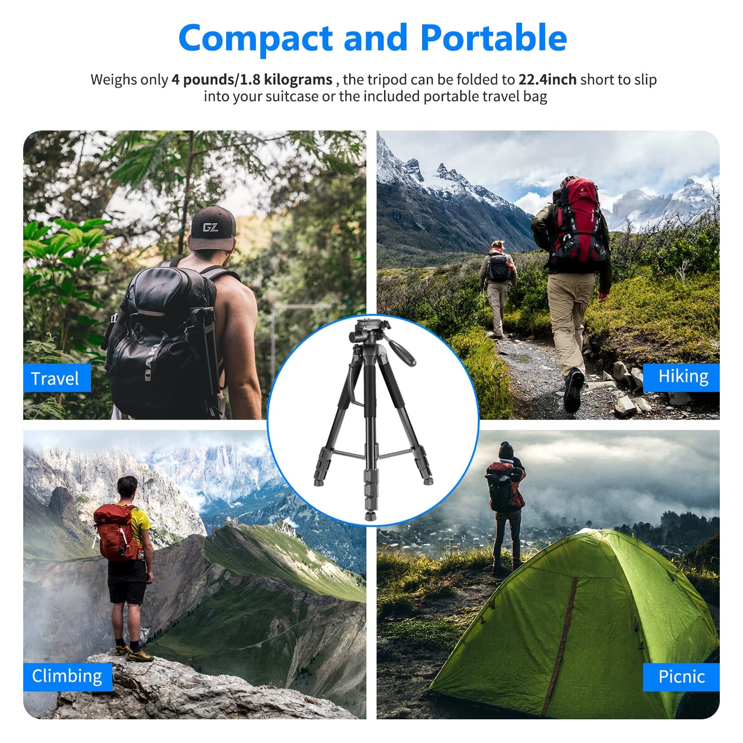 Trípode Monopié NEEWER Negro 177 cm de Aluminio con Cabezal Giratorio para DSLR Cámara DV Videocámara