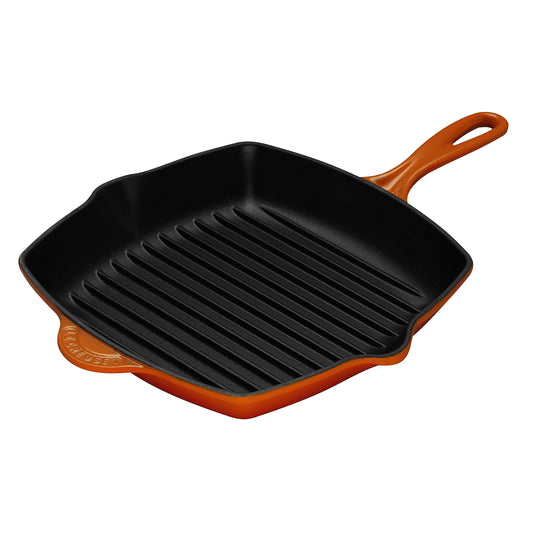 Le Creuset Enameled Cast-Iron 10-1/4-Inch Square Skillet Grill, Flame