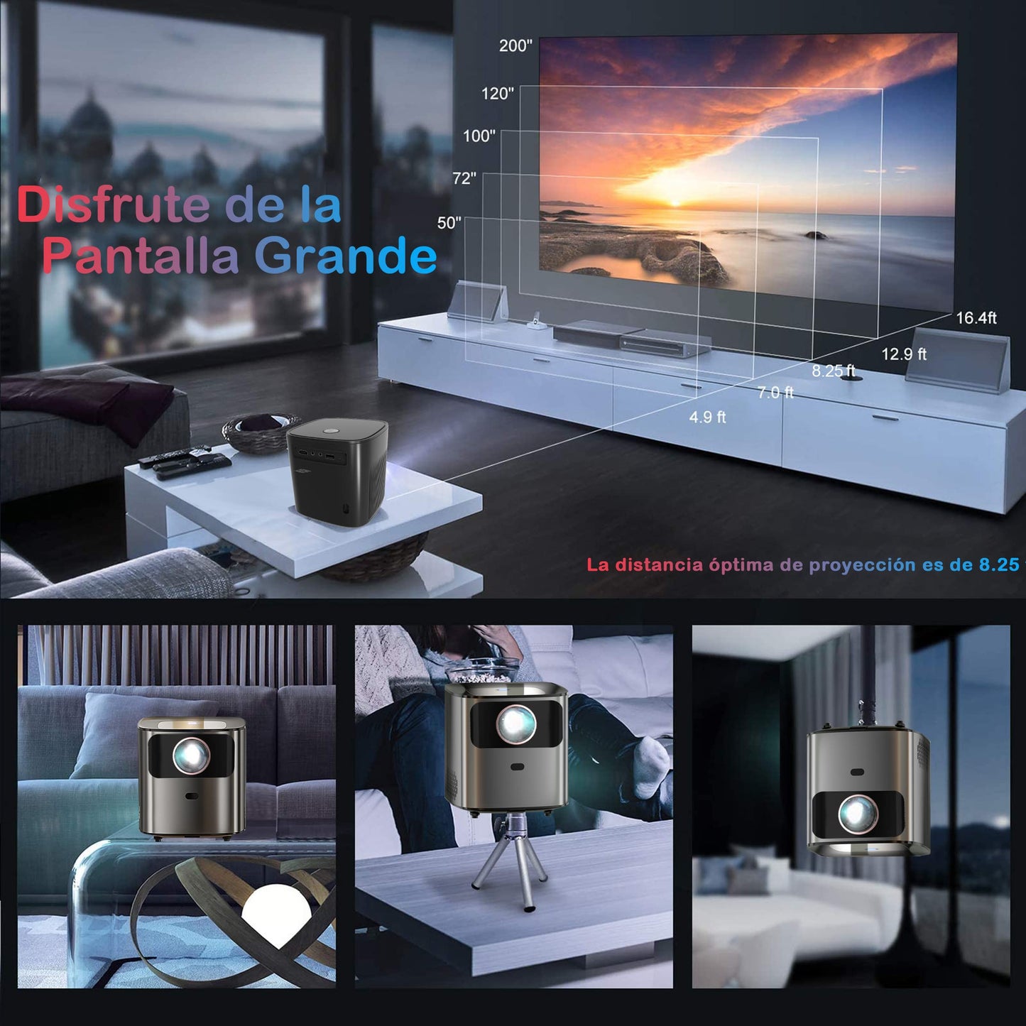 BIGVIEW Mini Proyector Portatil Profesional Android Wifi Bluetooth 4k