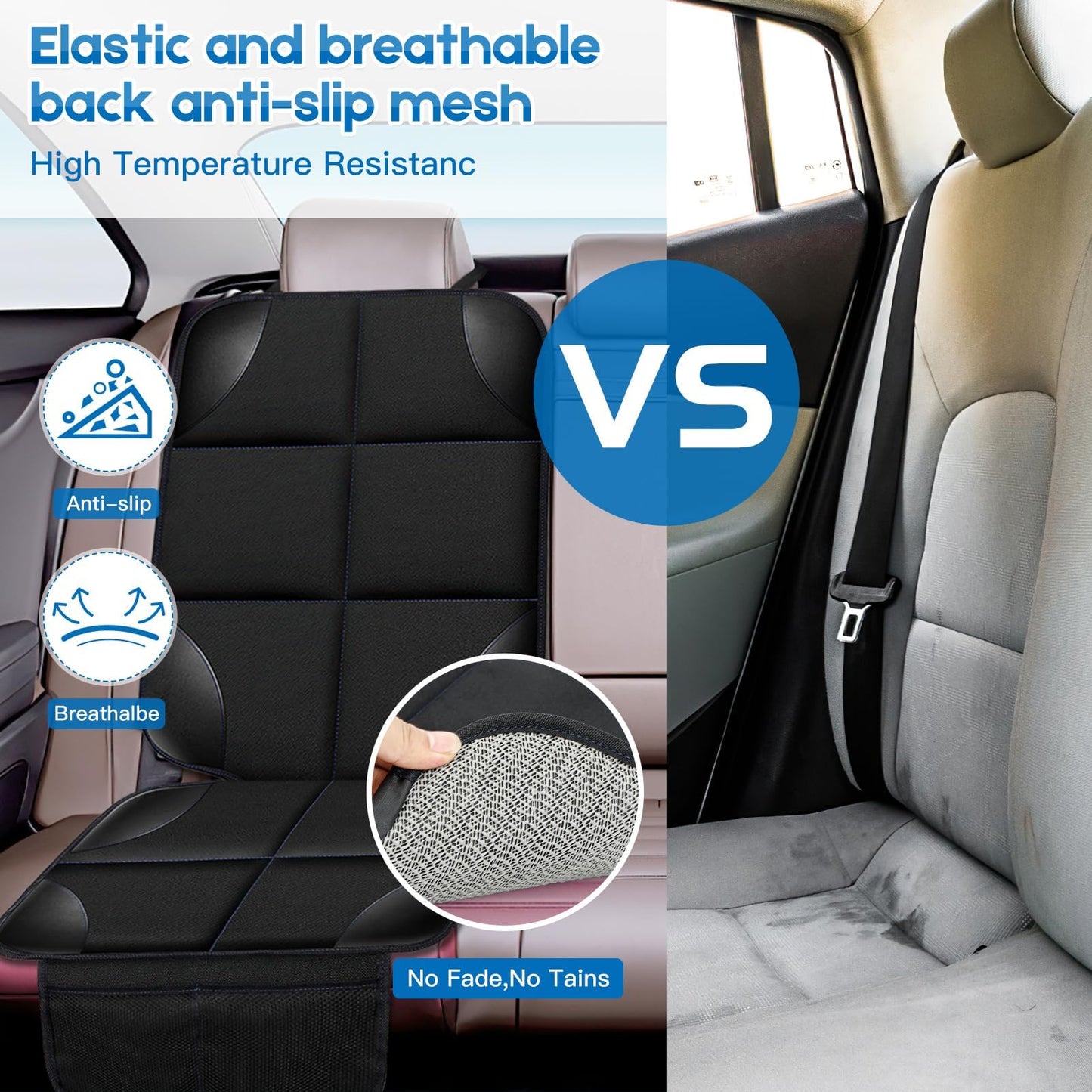 LAIXIAO Protectores de Asiento de Coche Impermeables, Bolsas de Almacenamiento para Asiento, Protector de Seguridad (Negro 1 Pieza)