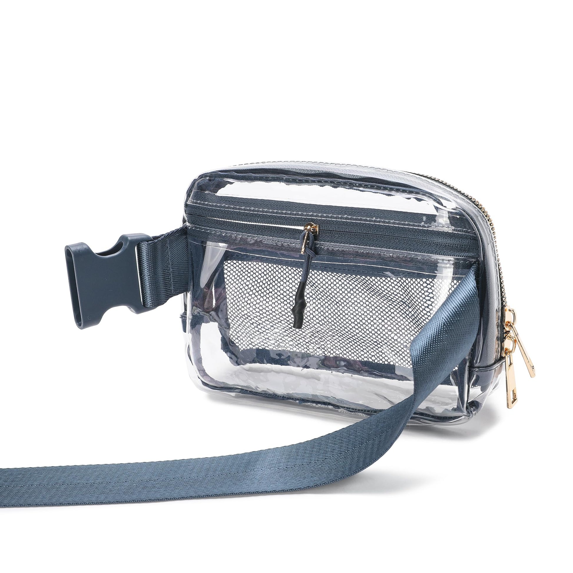 Riñonera Moda Transparente Pequeño con Correa Ajustable Azul para Mujer y Hombre
